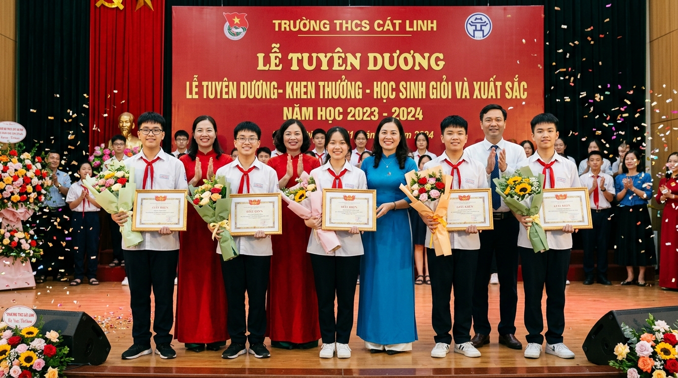 Lễ tuyên dương khen thưởng học sinh giỏi tại THCS Cát Linh